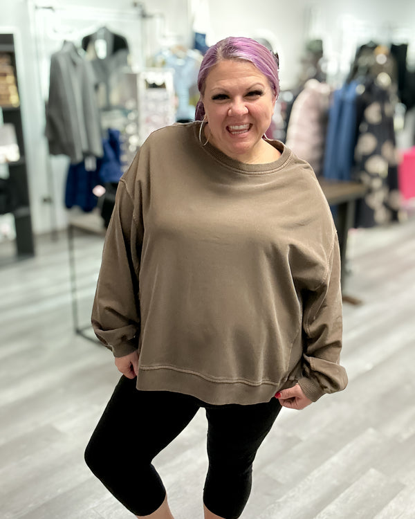 Enzyme Washed Pullover | Brown