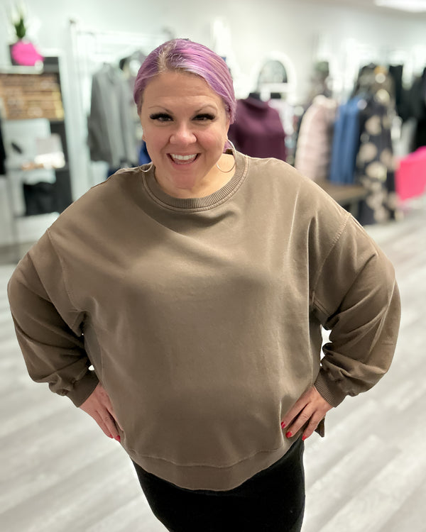 Enzyme Washed Pullover | Brown