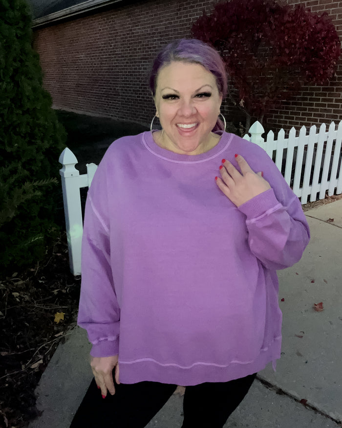 Enzyme Washed Pullover | Light Plum