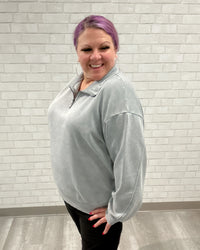 Acid Wash Fleece Quarter Zip Pullover | Sleet