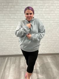 Acid Wash Fleece Quarter Zip Pullover | Sleet