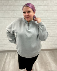 Acid Wash Fleece Quarter Zip Pullover | Sleet