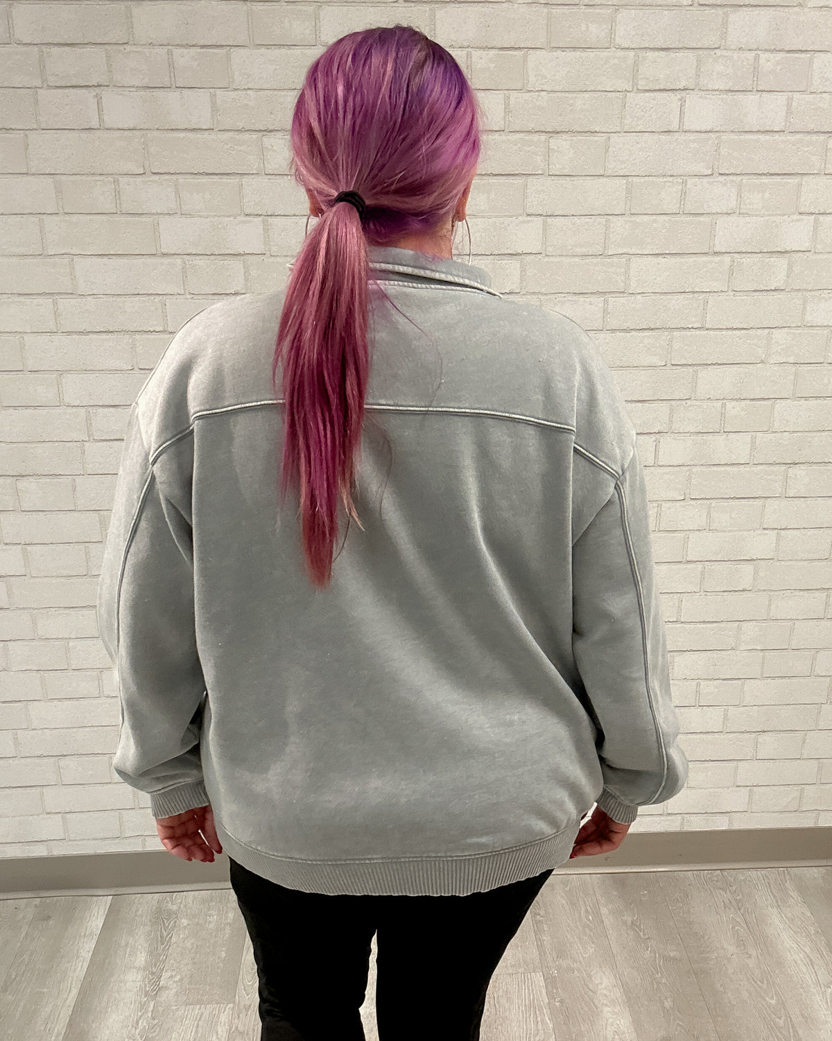 Acid Wash Fleece Quarter Zip Pullover | Sleet