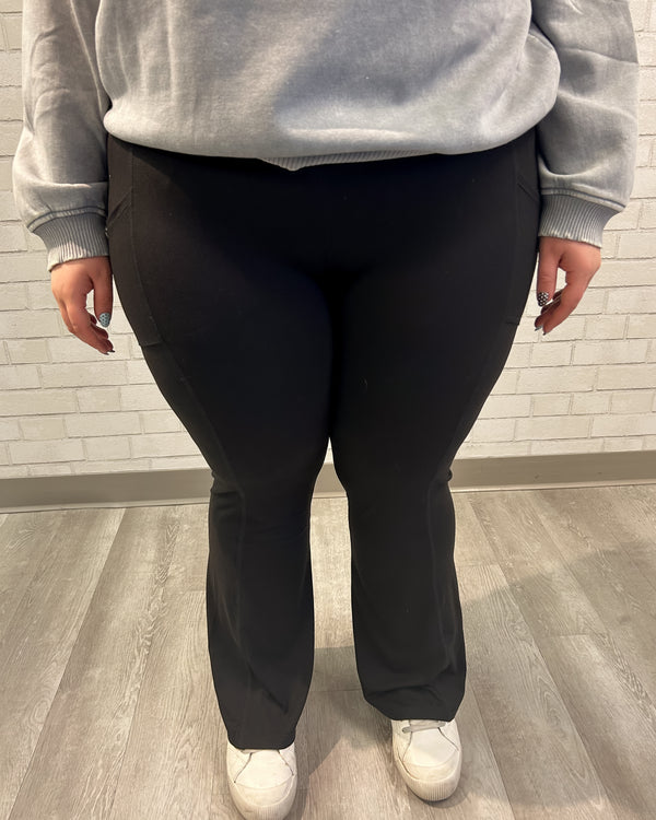 Brushed Microfiber Flare Pants | Black