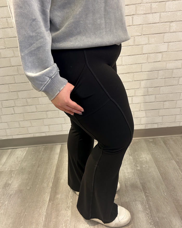 Brushed Microfiber Flare Pants | Black