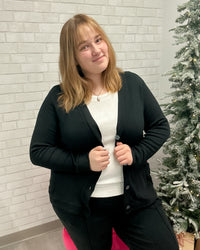 Comfort Luxe Button Front Jacket | Onyx