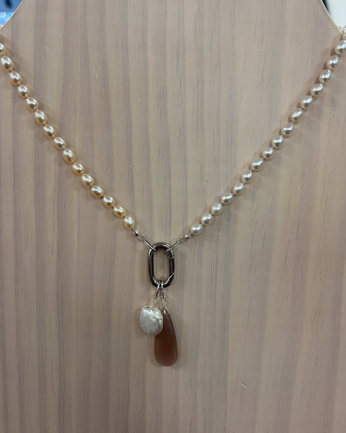 Pearl & Peach Moonstone Necklace