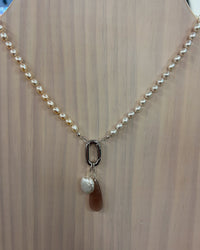 Pearl & Peach Moonstone Necklace