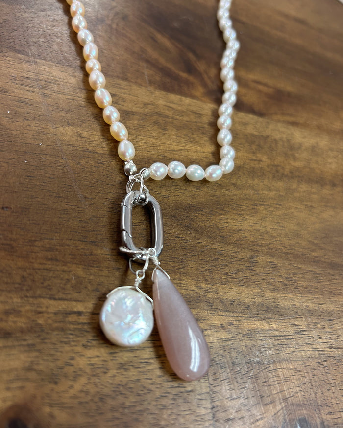 Pearl & Peach Moonstone Necklace