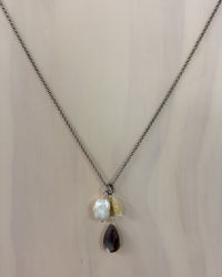 Moonstone Pearl & Citrine Necklace