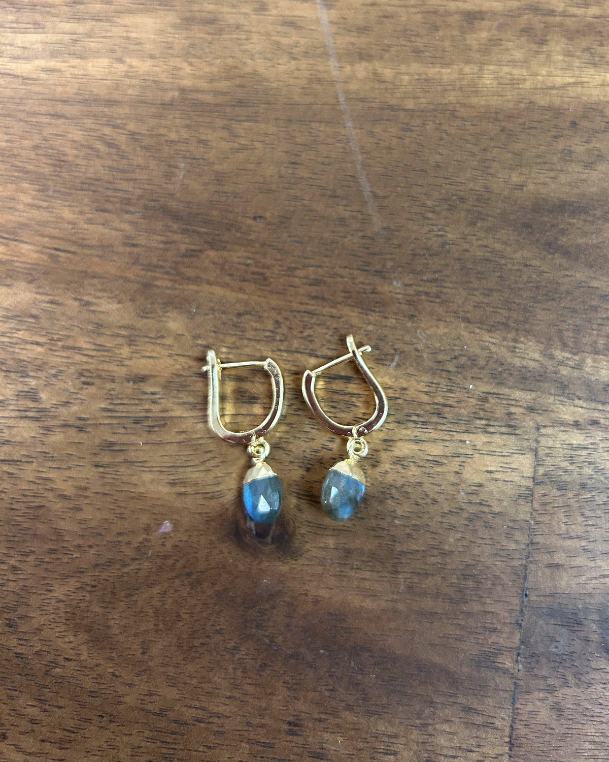 Labradorite Huggie Drop Earrings