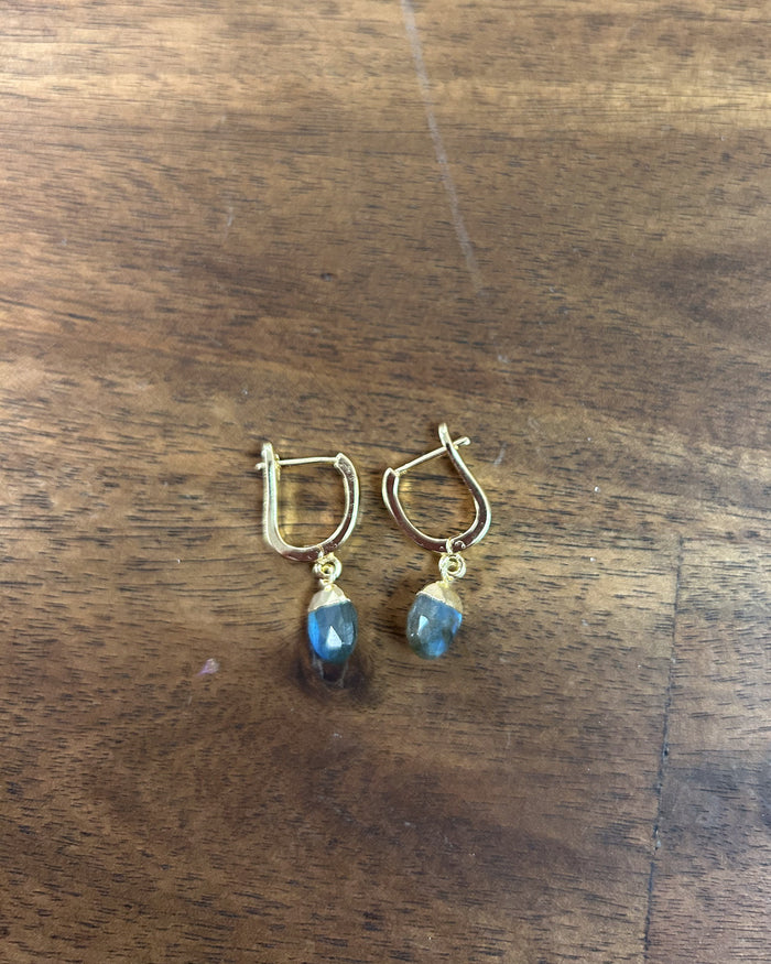 Labradorite Huggie Drop Earrings