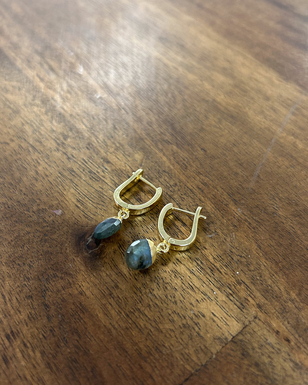 Labradorite Huggie Drop Earrings