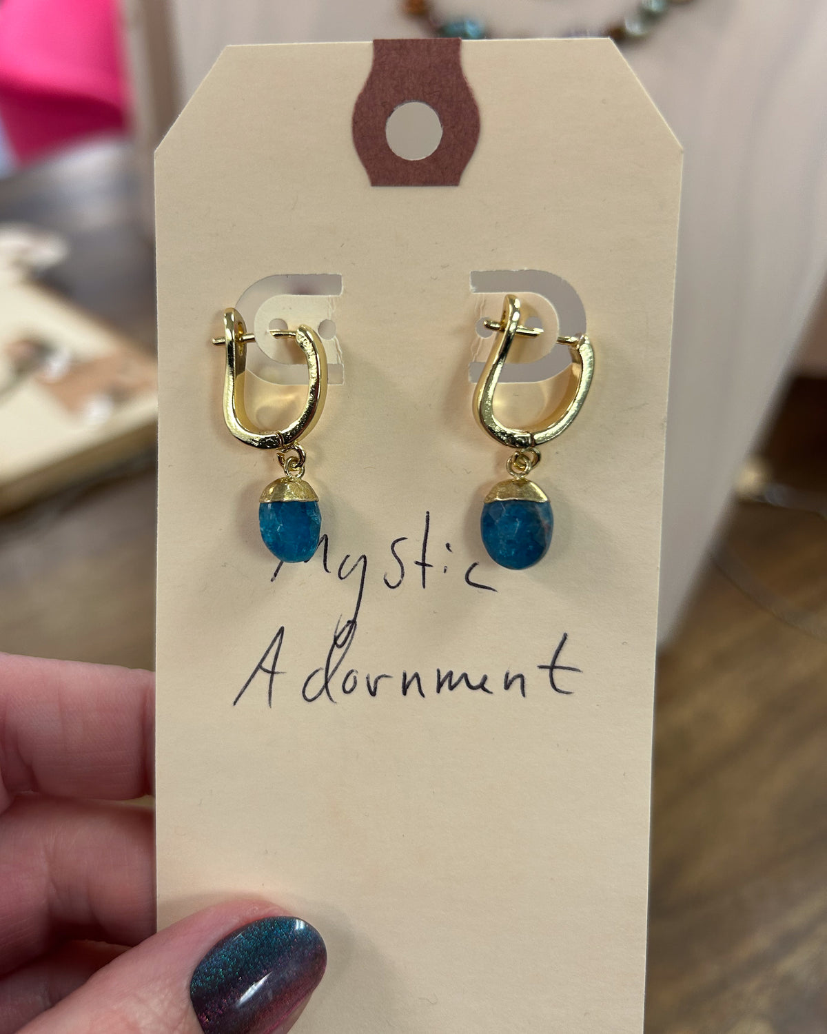 Apatite Huggie Drop Earrings