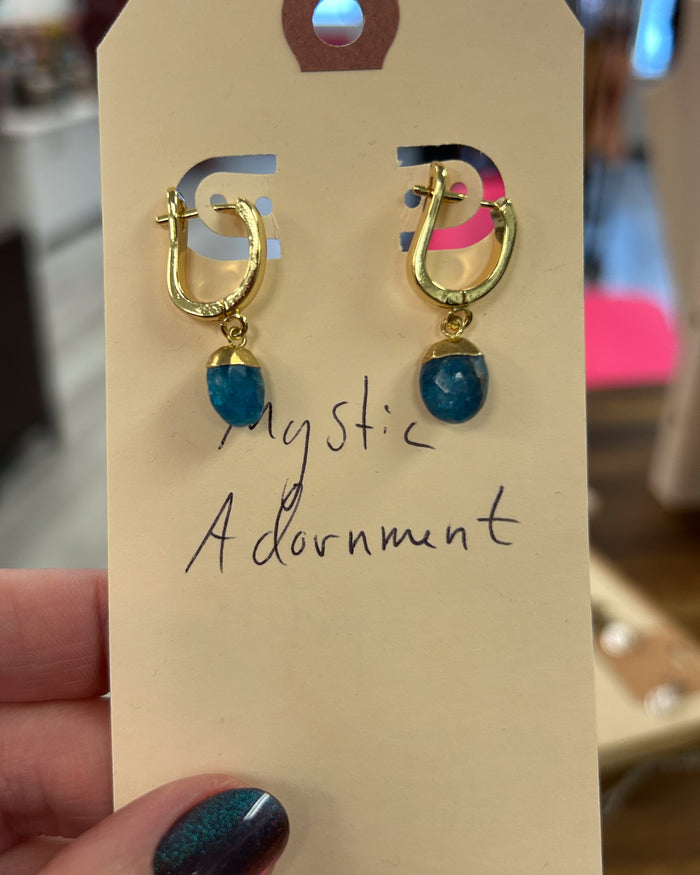 Apatite Huggie Drop Earrings