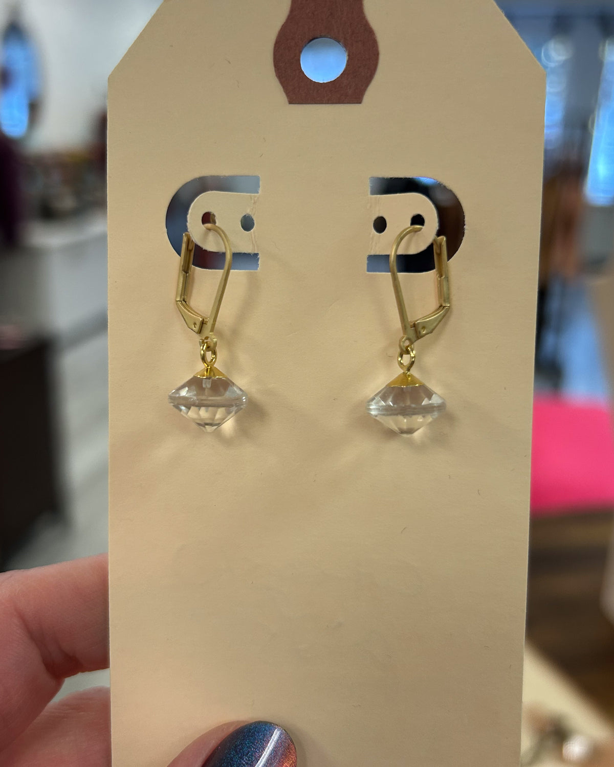 Cut Crystal Point Earrings