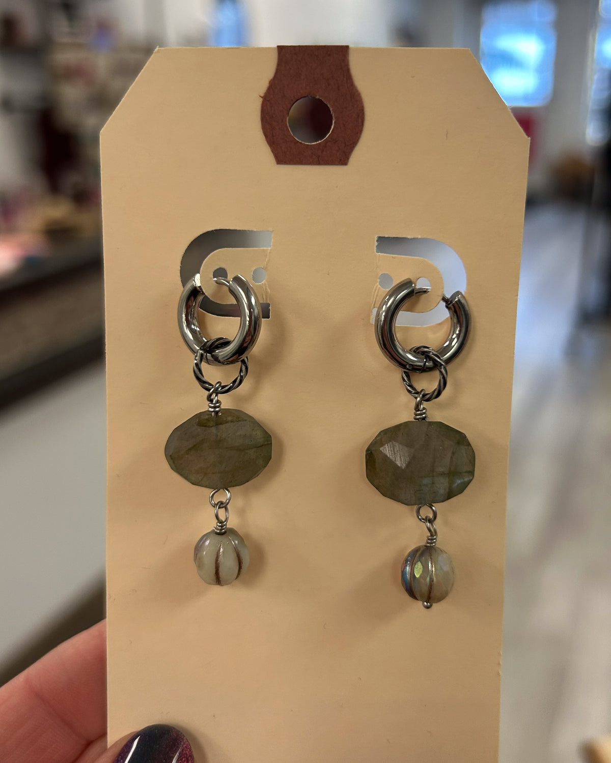 Labradorite & Czech Glass Earrings
