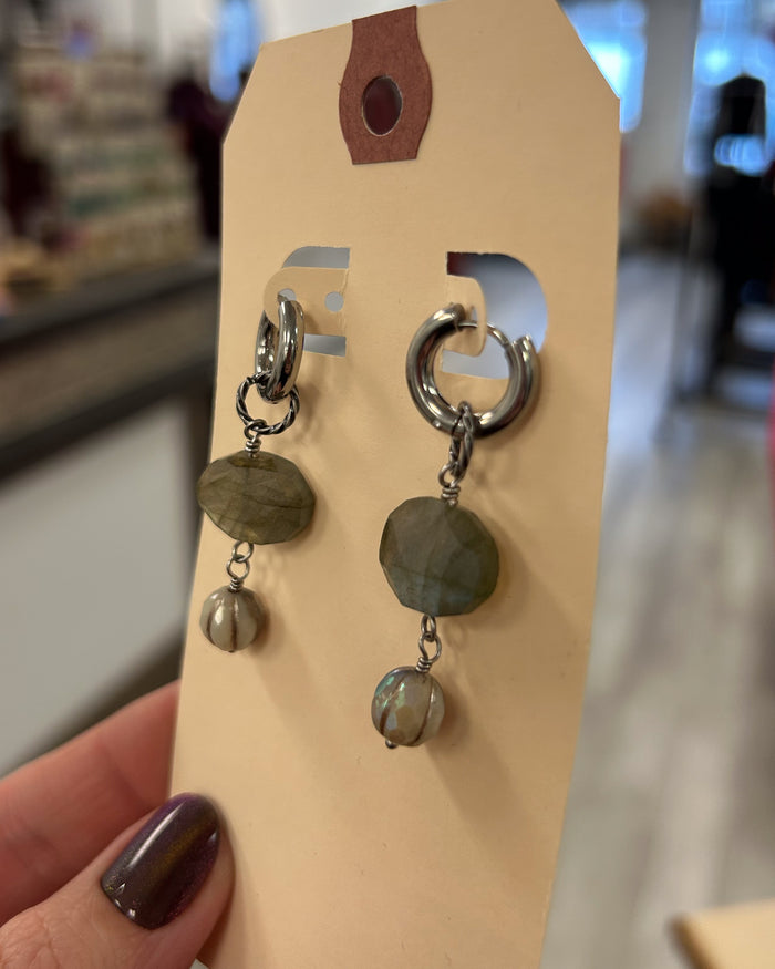 Labradorite & Czech Glass Earrings