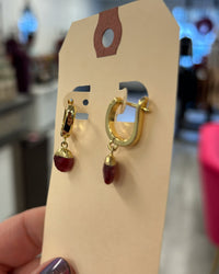 Ruby Huggie Drop Earrings
