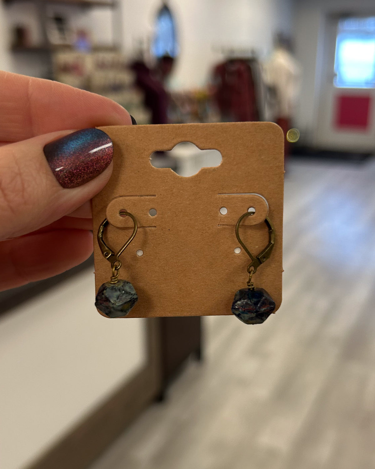 Teal Mix Faceted Drop Earrings