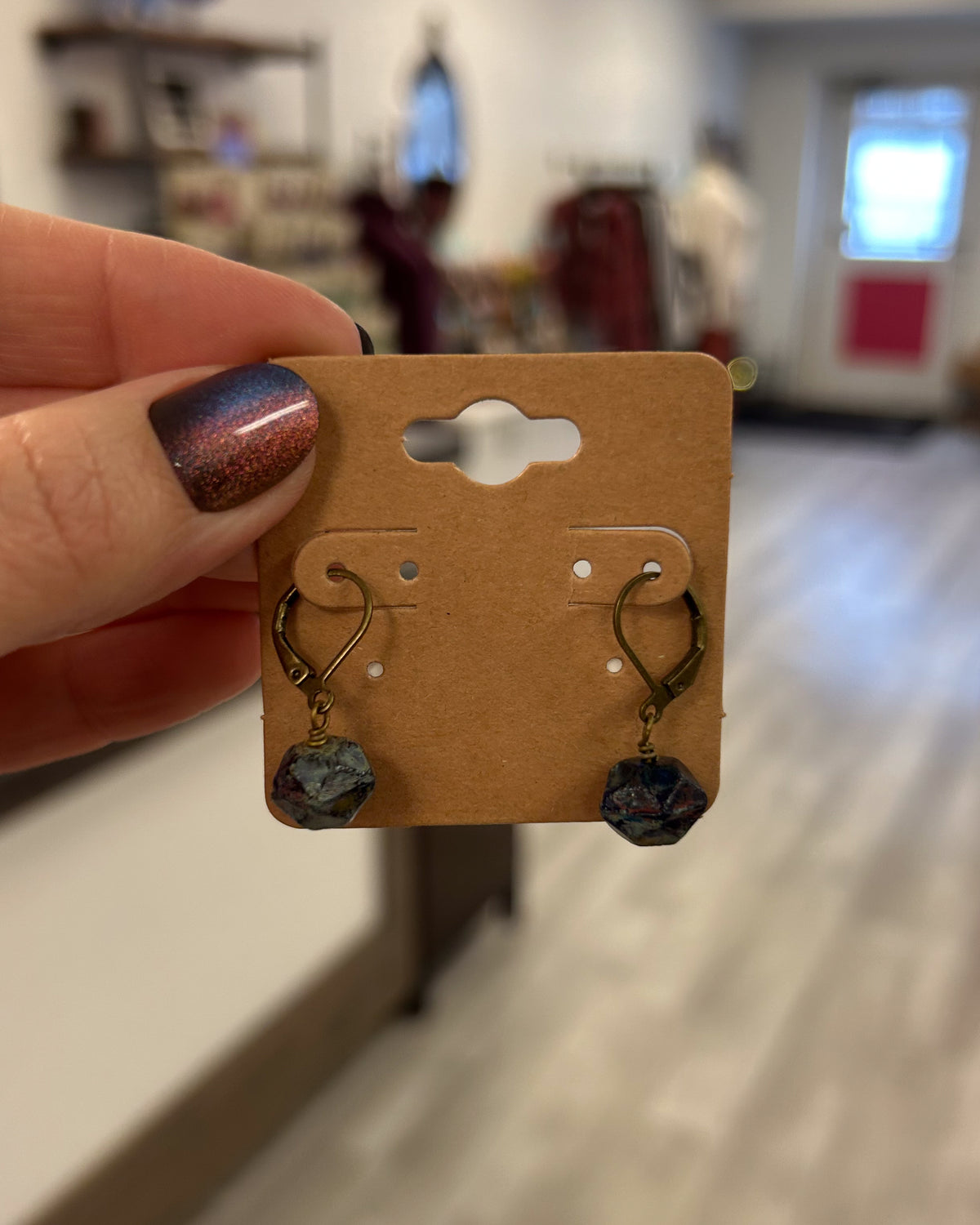 Teal Mix Faceted Drop Earrings