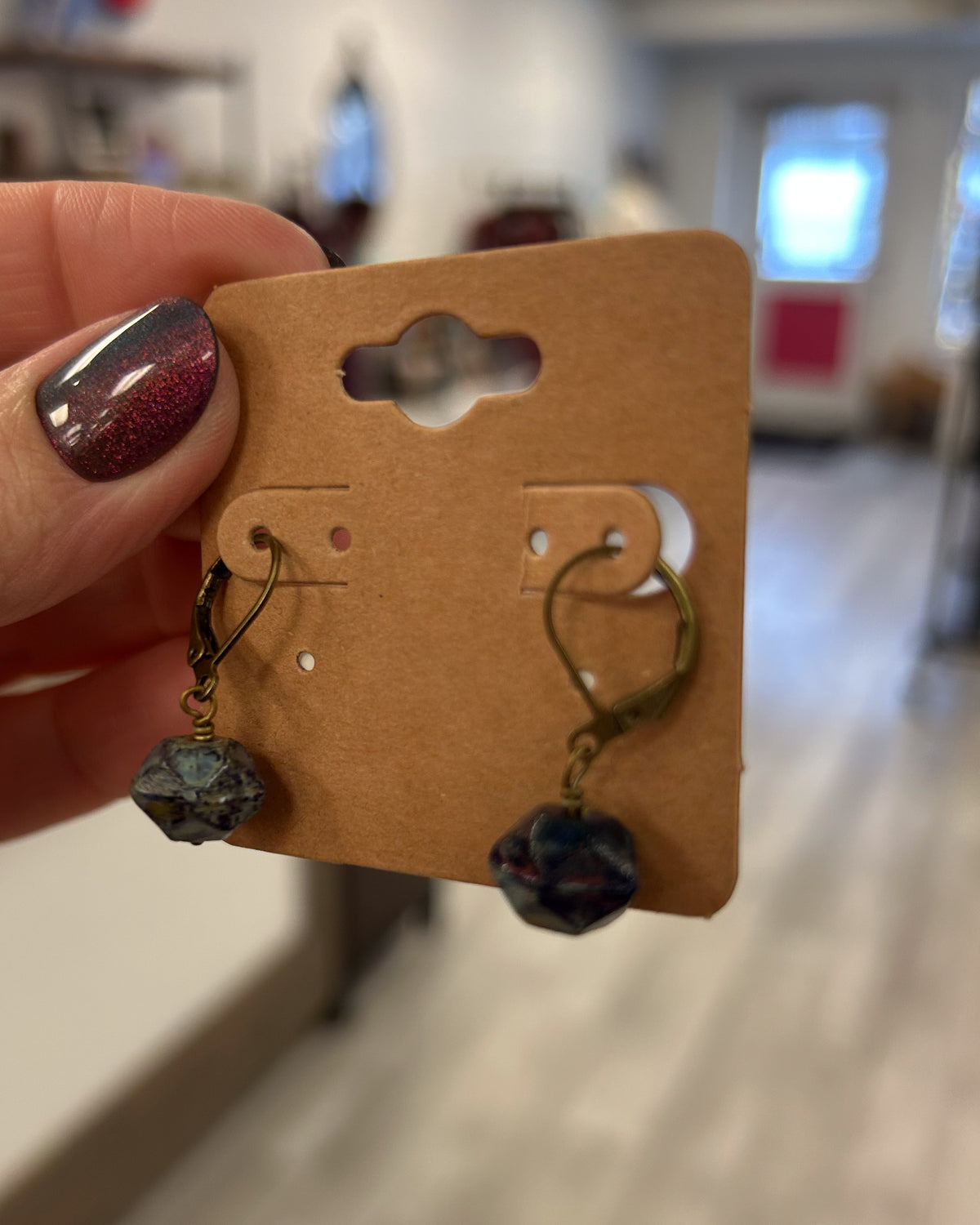 Teal Mix Faceted Drop Earrings