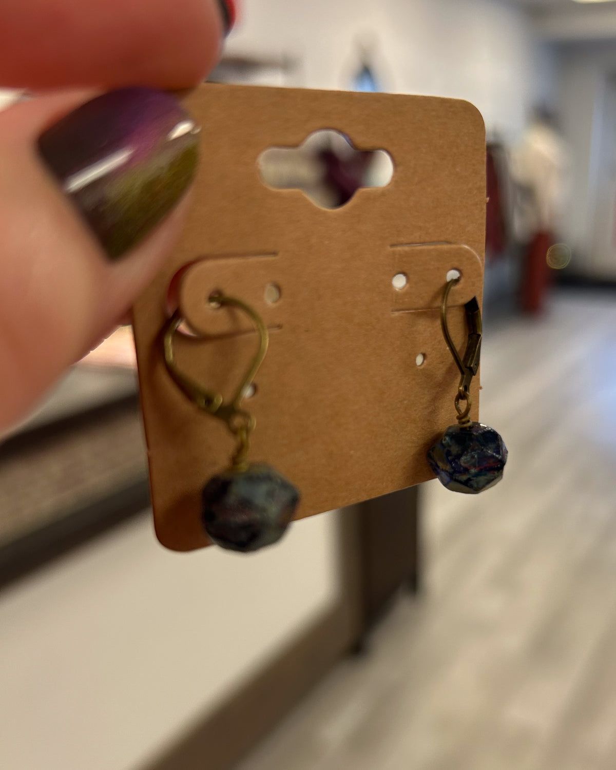 Teal Mix Faceted Drop Earrings