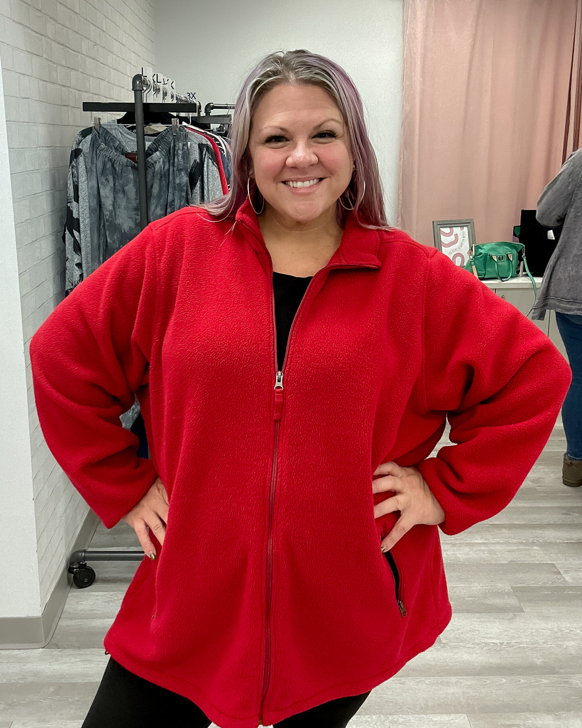 Red Fleece Zip Up - Lands End