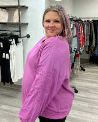 Pink Crochet Sleeve Pullover - Talbots