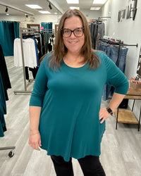 Jazz 3/4 Sleeve Bamboo Top in Teal