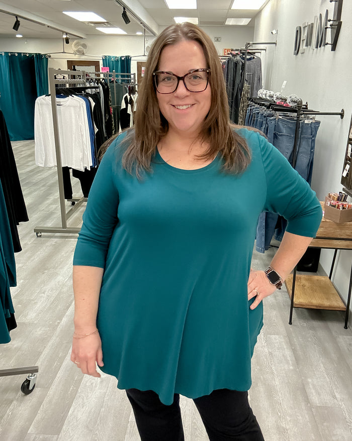 Jazz 3/4 Sleeve Bamboo Top in Teal