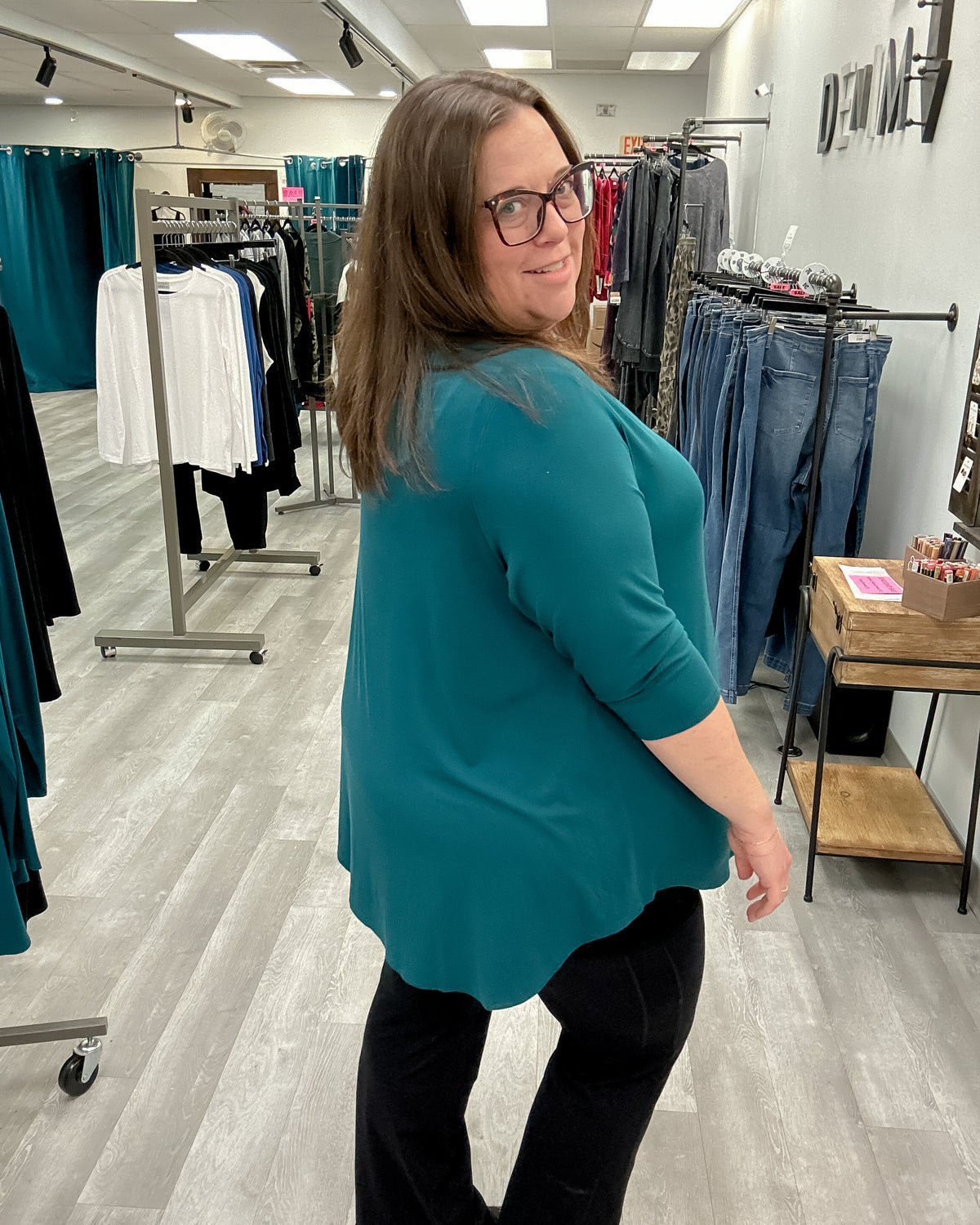 Jazz 3/4 Sleeve Bamboo Top in Teal
