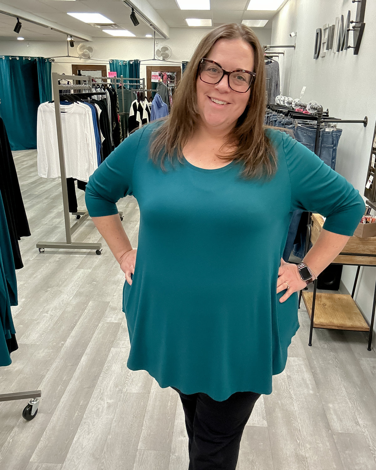 Jazz 3/4 Sleeve Bamboo Top in Teal
