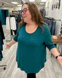 Jazz 3/4 Sleeve Bamboo Top in Teal
