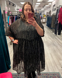 Black White Dot Sheer Popover - Kedem