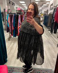 Black White Dot Sheer Popover - Kedem