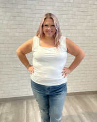 Square Neck Tank | White