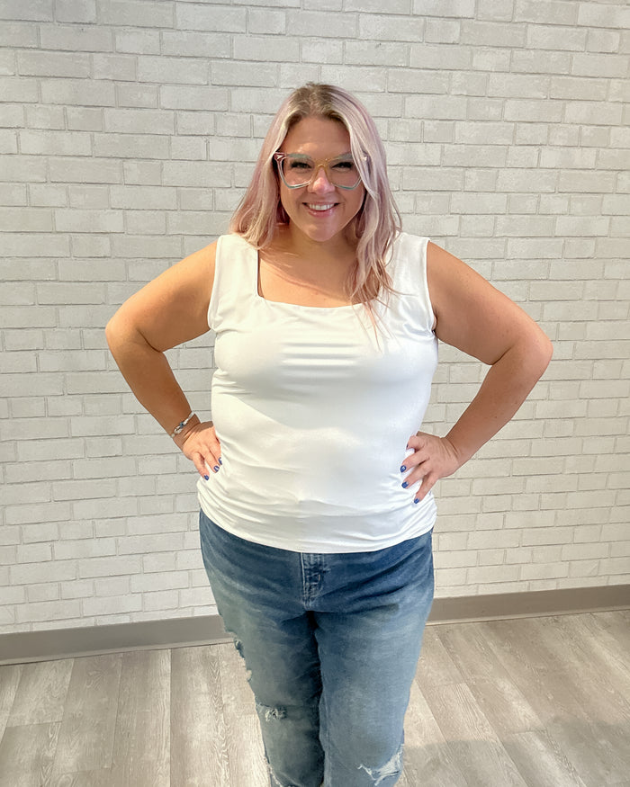 Square Neck Tank | White