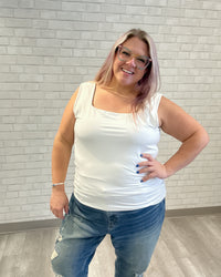 Square Neck Tank | White