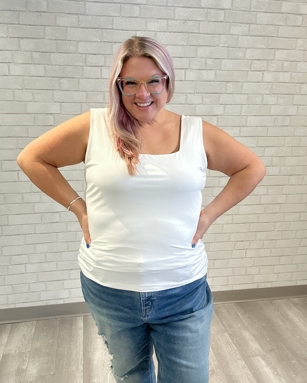 Square Neck Tank | White