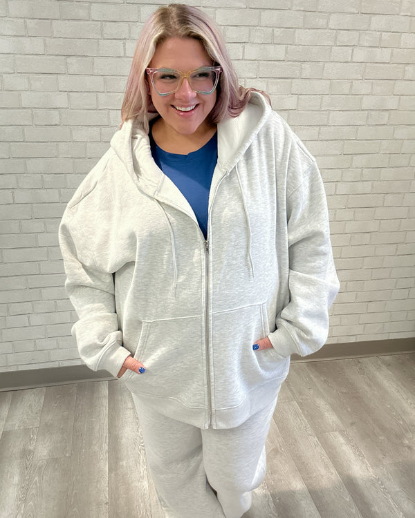 Off Duty Full Zip Hoodie | Heather Grey