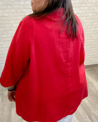 Tomato Red Cowl Neck Linen Top - Fridaze