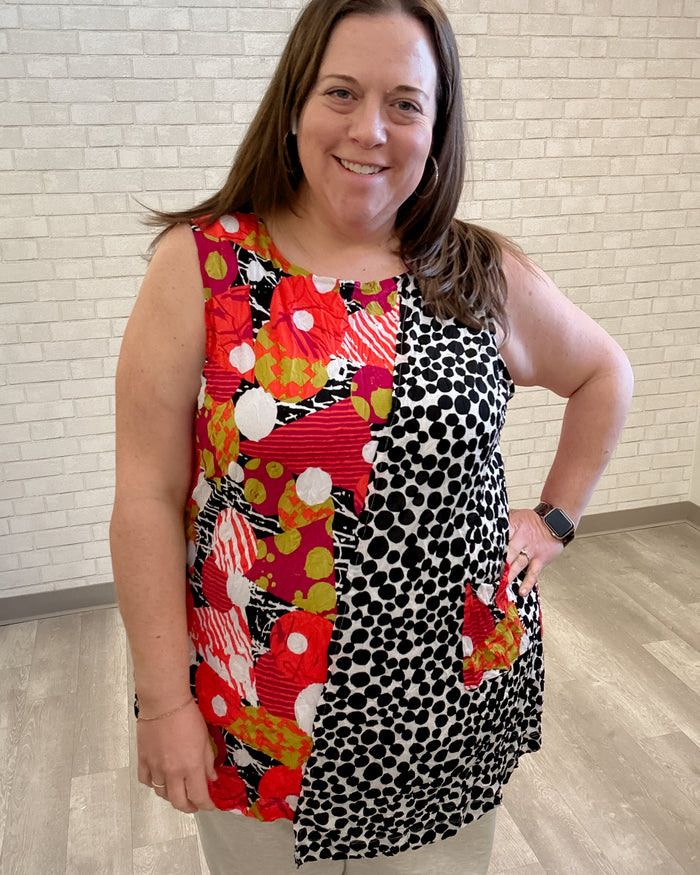 Mix Print Crinkle Tank - Chalet