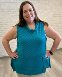 Teal Stripe Cowl Neck Tank - Chalet