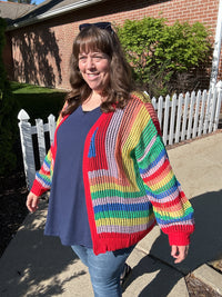 Rainbow Crochet Striped Cardi