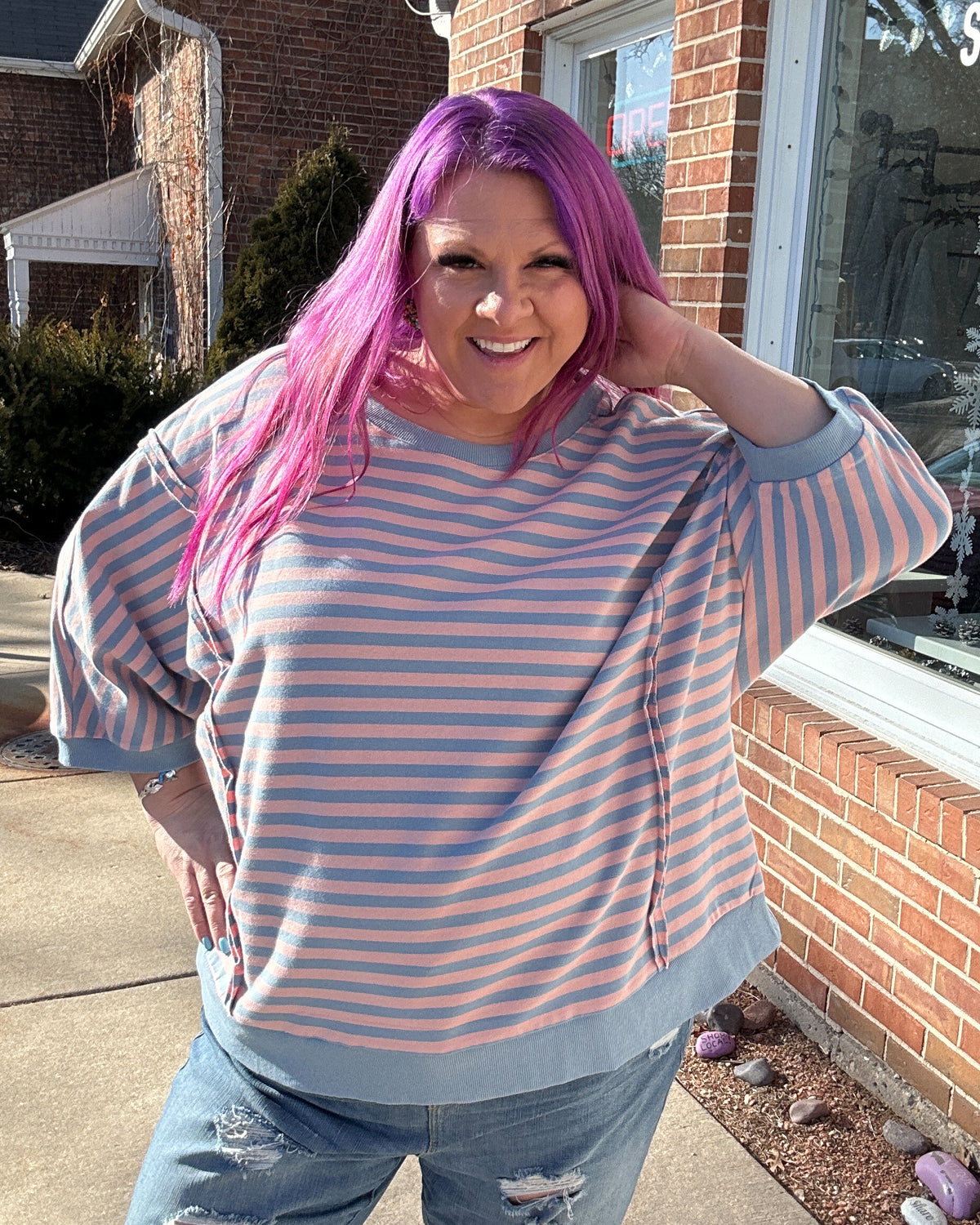 Striped Top | Blue Multi