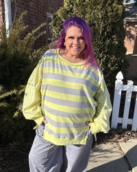 Mixed Stripe Pullover | Lemon Grey