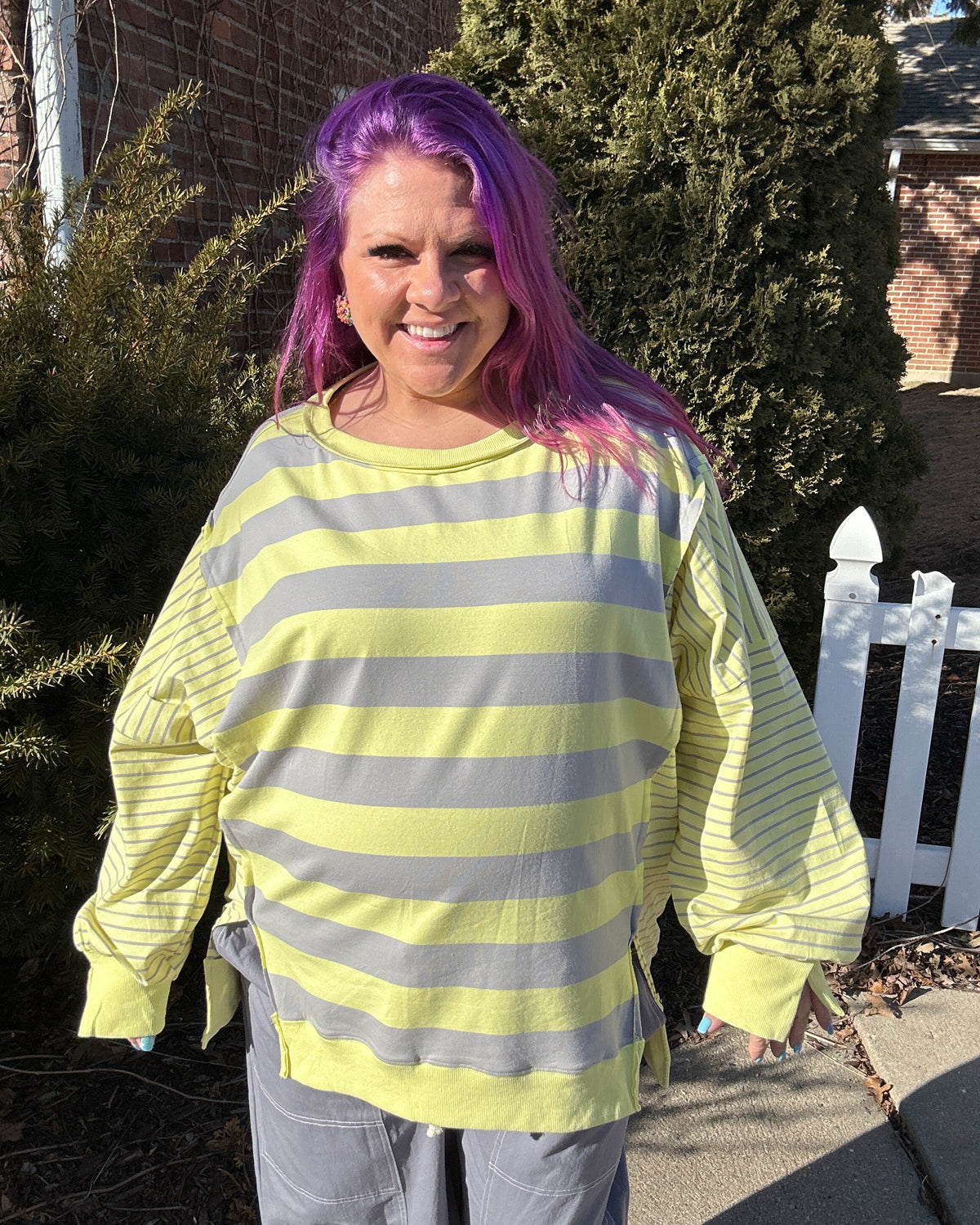 Mixed Stripe Pullover | Lemon Grey