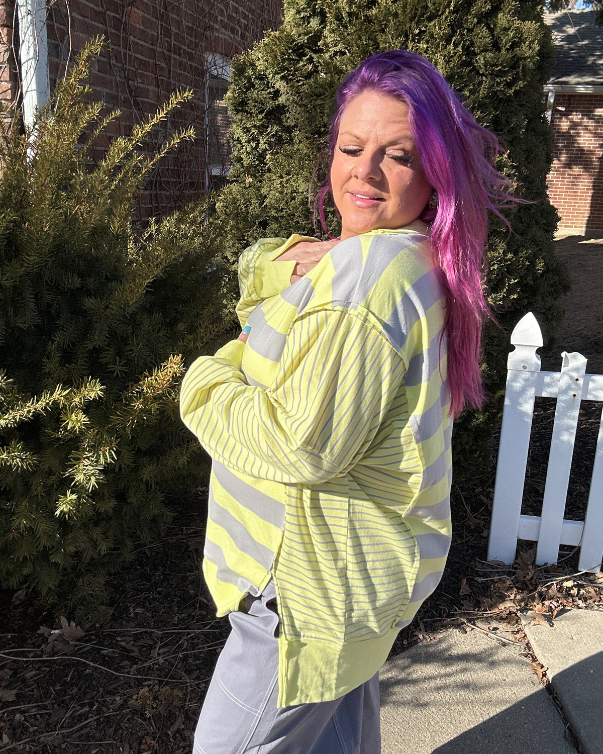 Mixed Stripe Pullover | Lemon Grey