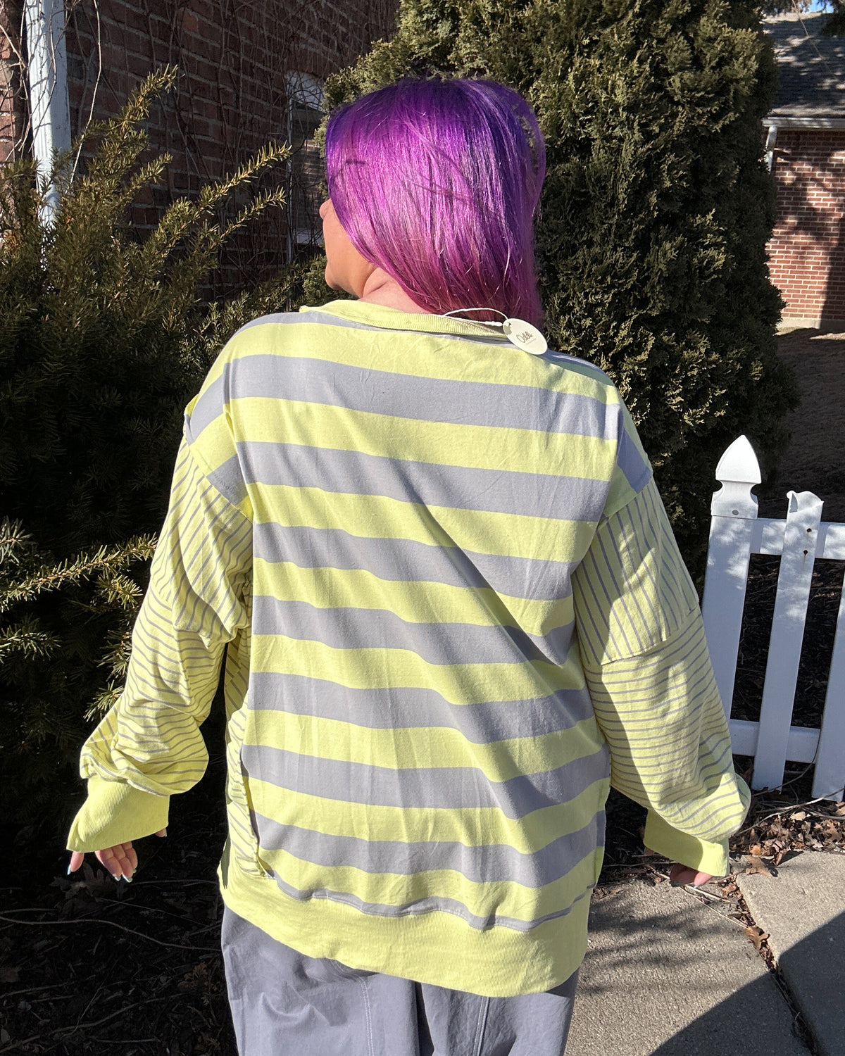 Mixed Stripe Pullover | Lemon Grey